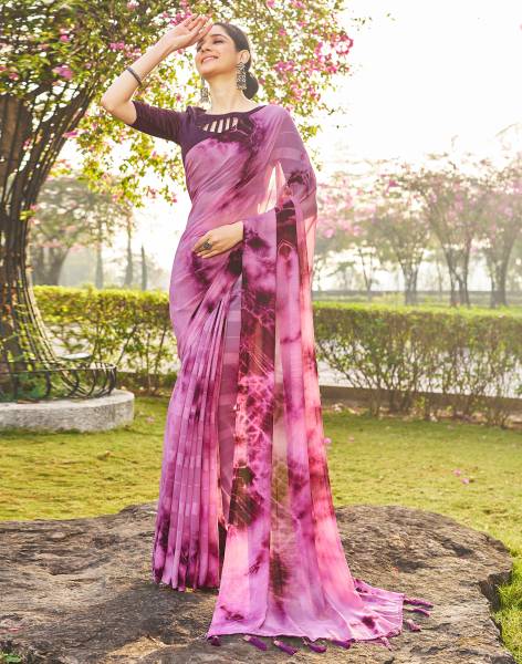 Samah Geometric Print, Printed Bollywood Chiffon, Georgette Saree