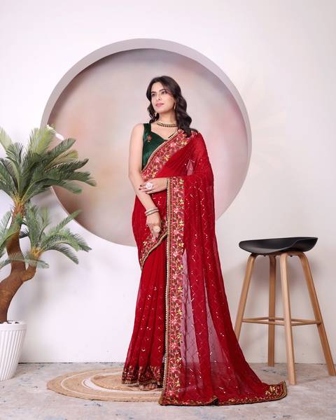 MAHADEV Embroidered Bollywood Georgette Saree
