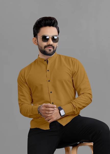 RAHUL LOOK Men Solid Casual Yellow Shirt