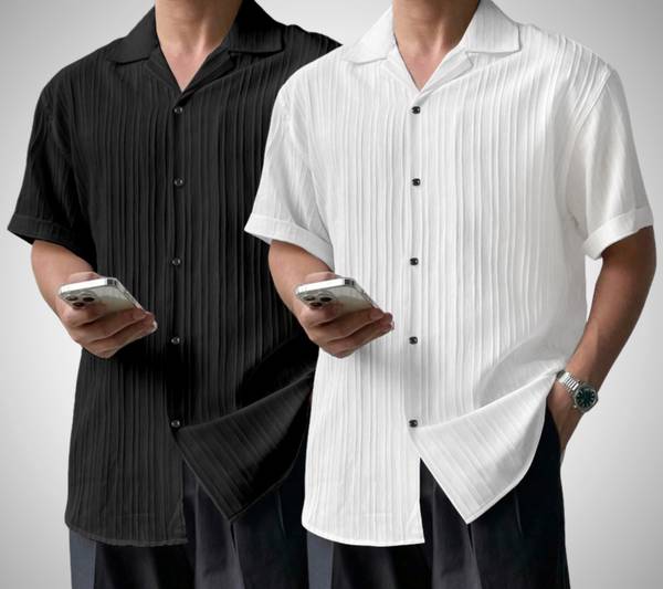HaloMens Men Self Design, Solid Casual Multicolor Shirt