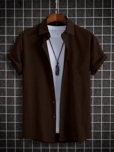 METRONAUT Men Solid Casual Brown Shirt