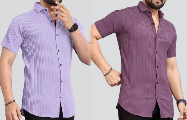 Men Self Design, Striped Casual Multicolor Shirt