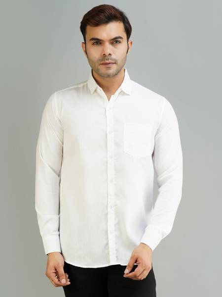 youth first Men Solid Casual White Shirt
