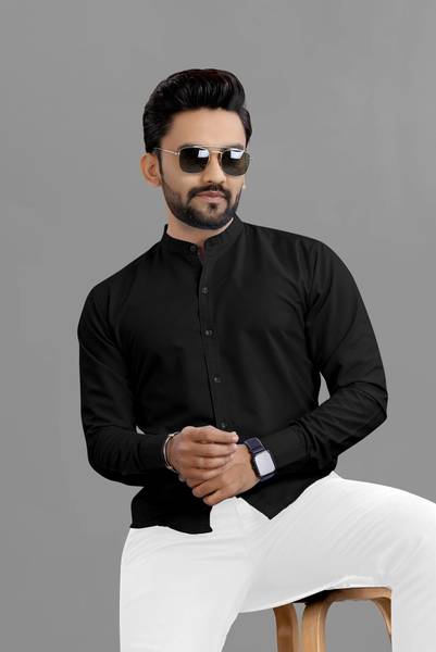 RAHUL LOOK Men Solid Casual Black Shirt