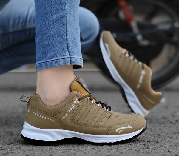aadi Men's Camel Lightweight Synthetic Leather Running, Walking Casual Sports Shoes Running Shoes For Men