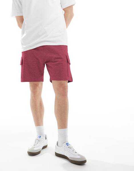 Solid Men Maroon Cargo Shorts