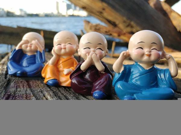 Little Monks Set of 4 Small Baby Monk Decorative Showpiece 6 cm Religious Idol & Figurine