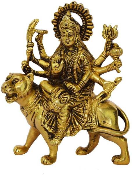 ADIYOGI Maa Durga Metal Idol / Maa Ambe Murti Navratre Special Decorative Showpiece - 9 cm