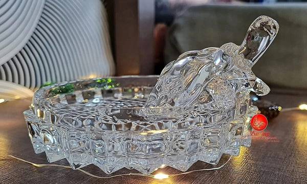 DesiDecor Crystal Turtle Tortoise with Plate for Good Luck Vastu Feng Shui Decorative Showpiece - 13 cm