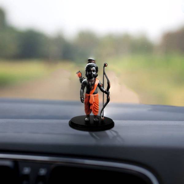 De-Ultimate Ram Lalla 2d Idol Ayodhya Mdf Wooden Murti Statue God Stand For car Dashboard Decorative Showpiece - 10 cm