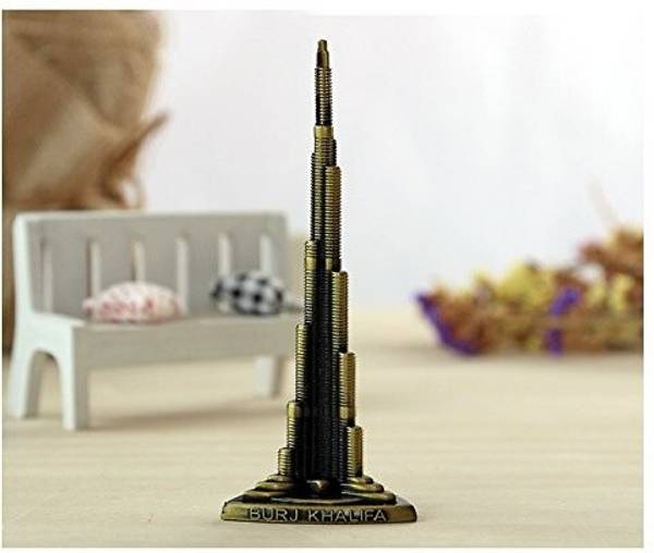 Synlark Antique Finish Dubai Landmark Metallic Souvenir Burj Khalifa Miniature 12 cm Decorative Showpiece - 12 cm