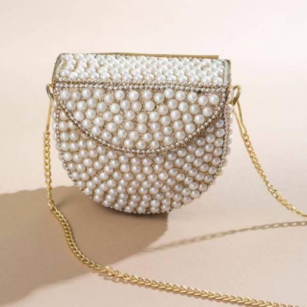 UnfoldSelf White Sling Bag Mini Pearl Bag
