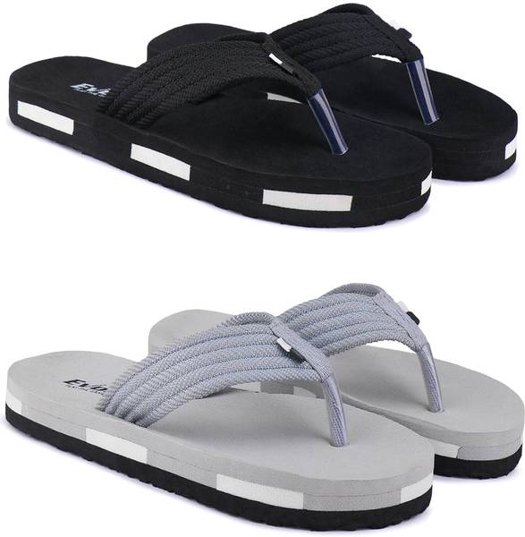 EVOK Men Mens Comfortable Trending And Stylish Multicolor Embozing Flipflop (Pack Of 2) Slippers