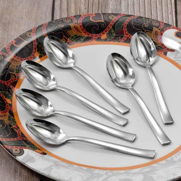 WHITEIBIS Stainless Steel Table Spoon Set Stainless Steel Ice-cream Spoon, Sugar Spoon, Dessert Spoon, Tea Spoon, Ice Tea Spoon Set