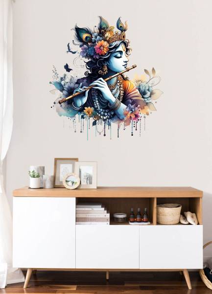 Hetshree Decor 45 cm Shree Krishna Wall Sticker & Decal Self Adhesive Sticker