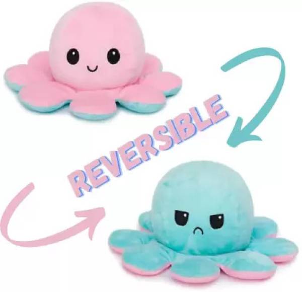 MHK Reversible Plushie Cute Octopus Double Sided Flip Reversed Stuffed Animal
