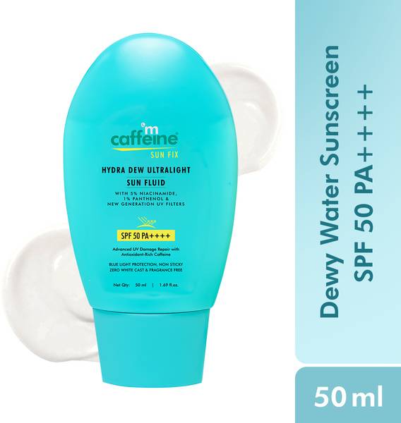 mCaffeine Sunscreen - SPF 50 PA ++++ PA++++ SunFix Hydra Dew Ultralight Sun Fluid SPF50 PA++++ UVA/UVB Blue Light Protection