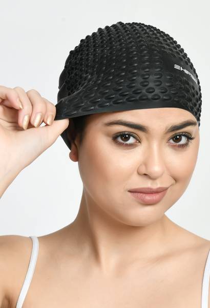 SHIFTER Swimming cap Bubble Cap for Long Hair Men Women Extra Stretch Pure Silicone Swimming Cap