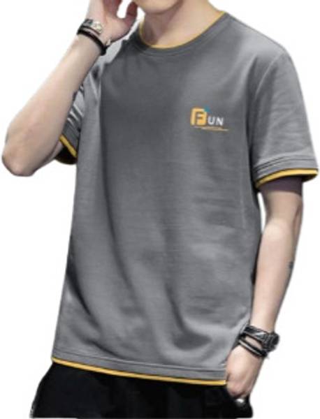 Color Block Men Grey T-Shirt