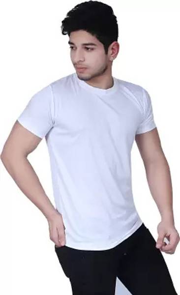 Solid Men White T-Shirt