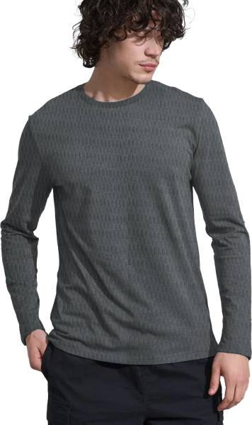 Leotude Solid Men Round Neck Grey T-Shirt