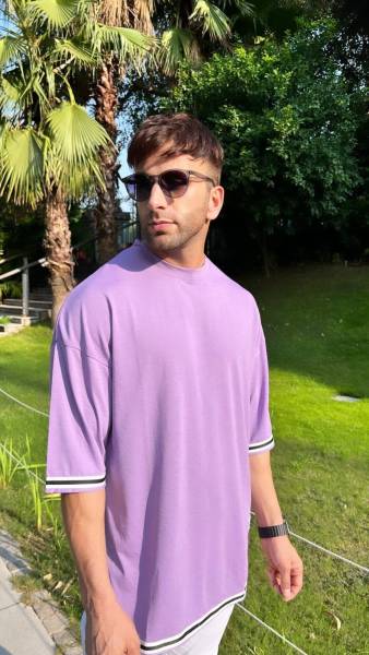 SWAGGERjns Solid Men Round Neck Purple T-Shirt