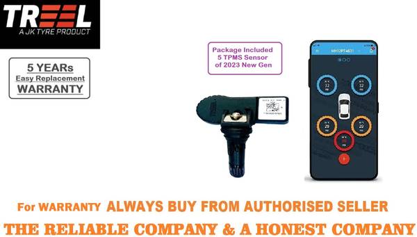 jk treel Digital Tire Pressure Gauge SMART TPMS for 4Wheeler (NEW GEN 5 Pcs)