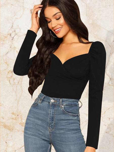 Dream Beauty Fashion Casual Solid Women Black Top