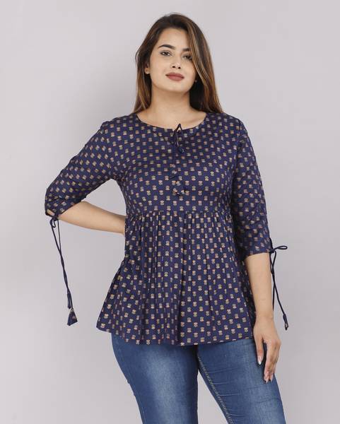 Party Printed Women Blue Top