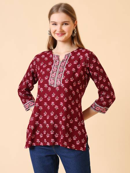 SANGOURI Casual Printed Women Red Top