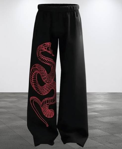 Clothy Printed Men Black Track Pants