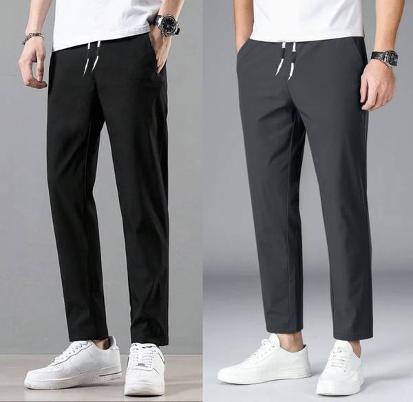 PYTHON Self Design Men Black, Grey Track Pants