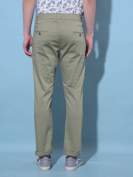 CRIMSOUNE CLUB Slim Fit Men Dark Green Trousers