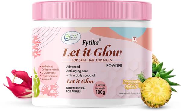 FYTIKA HEALTHCARE PRODUCTS Let it Glow Collagen Powder - For Men, Women | Pineapple Flavor - 100 G