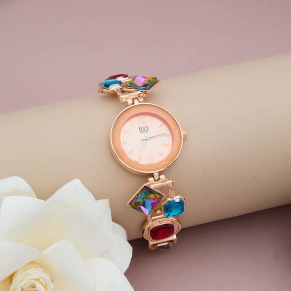 GC PREMIUM JEWELLERY Watch with Multicolor Gemstone Accents Timeless Luxury (Every Occasion) Rose Gold Analog Watch - For Women