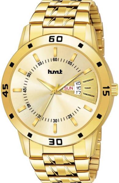 Hmrt Invictus Series Day Date Functioning Golden Analog Watch - For Men