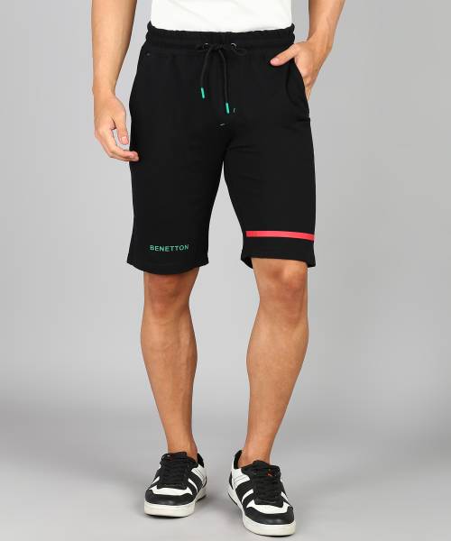 United Colors of Benetton Solid Men Black Casual Shorts