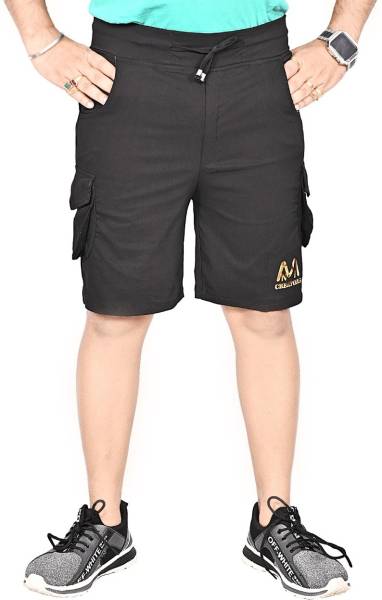 MNICreators Solid Men Black Basic Shorts