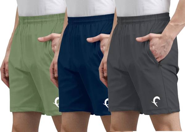 Flicfol Solid Men Multicolor Sports Shorts, Basic Shorts, Regular Shorts