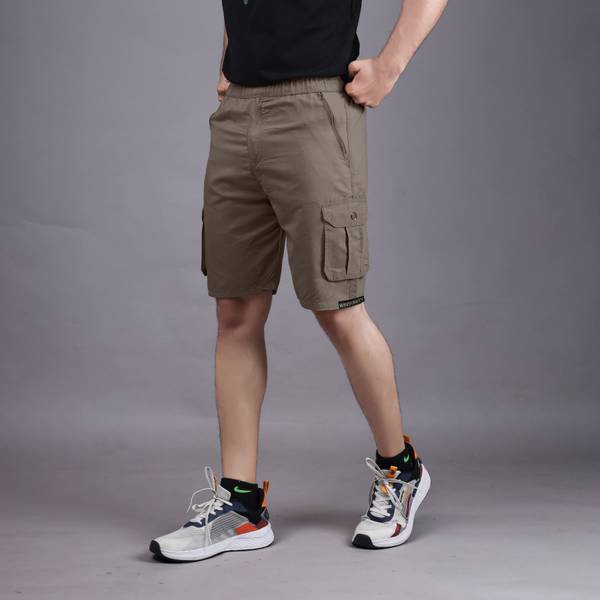 Maruti Enterprise Solid Men Beige Cargo Shorts