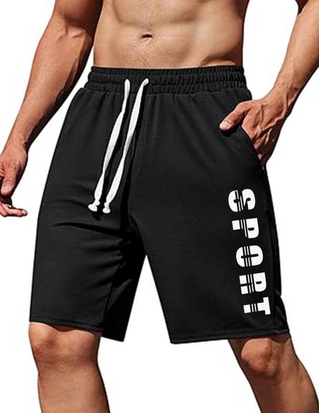 West Gate Clothing Printed Men Black Casual Shorts