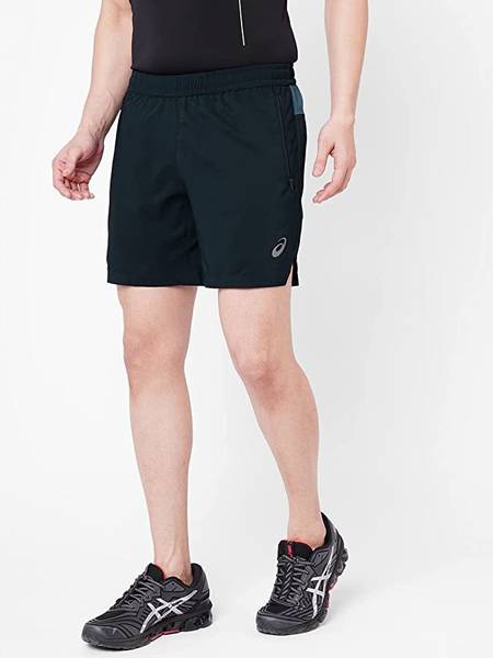 Asics Solid Men Blue Basic Shorts