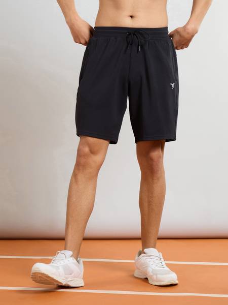 TECHNOSPORT Solid Men Black Sports Shorts