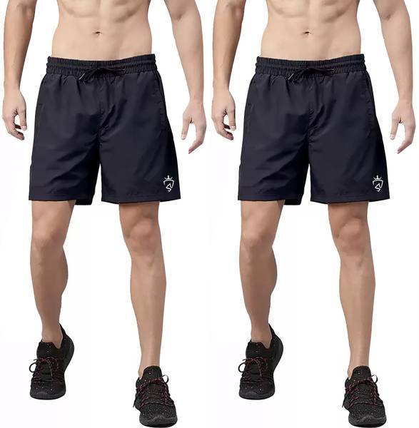 CROSS SPIRIT Solid Men Black Sports Shorts