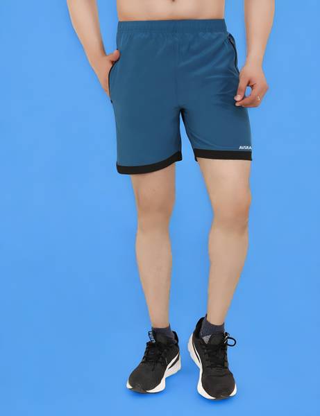 AVSRA Solid Men Blue Regular Shorts, Gym Shorts, Cycling Shorts