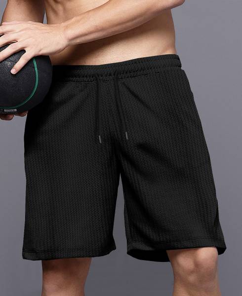 TRIPR Self Design Men Black Regular Shorts
