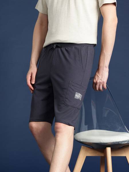 Mast & Harbour Solid Men Grey Regular Shorts