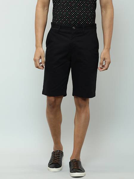INDIAN TERRAIN Solid Men Black Casual Shorts