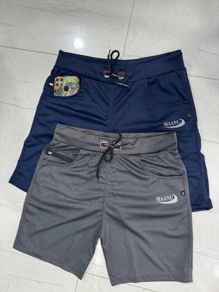 MAANU Solid Men Dark Blue, Dark Grey Regular Shorts