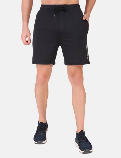 Fitinc Solid Men Black Sports Shorts
